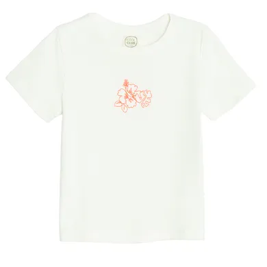 Cool Club, T-shirt dziewczęcy, crop top, prążkowany, biały