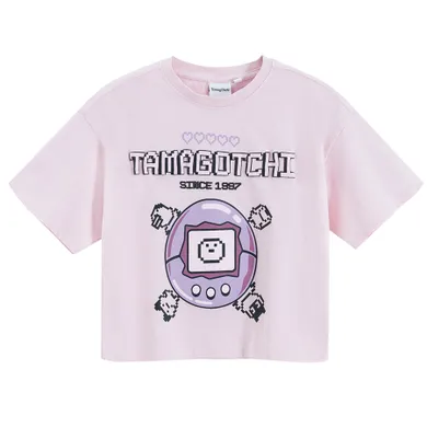 Cool Club, T-shirt dziewczęcy, crop top, różowy, Tamagotchi