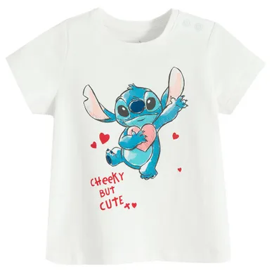 Cool Club, T-shirt dziewczęcy, ecru, Lilo i Stitch