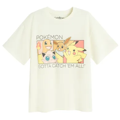 Cool Club, T-shirt dziewczęcy, ecru, Pokemon