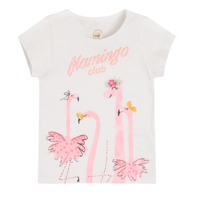 Cool Club, T-shirt dziewczęcy, Flamingo club, biały
