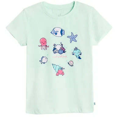Cool Club, T-shirt dziewczęcy, miętowy