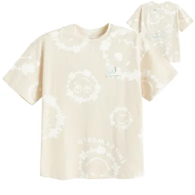 Cool Club, T-shirt dziewczęcy, oversize, beżowy, SmileyWorld