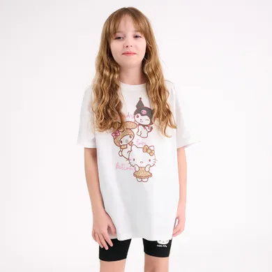 Cool Club, T-shirt dziewczęcy, oversize, biały, Hello Kitty