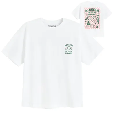 Cool Club, T-shirt dziewczęcy, oversize, biały, Minecraft