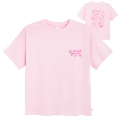 Cool Club, T-shirt dziewczęcy, oversize, różowy