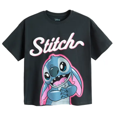 Cool Club, T-shirt dziewczęcy, oversize, szary, Lilo i Stitch