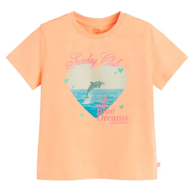 Cool Club, T-shirt dziewczęcy, pomarańczowy fluo