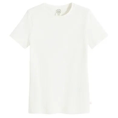 Cool Club, T-shirt dziewczęcy, prążkowany, biały