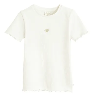 Cool Club, T-shirt dziewczęcy, prążkowany, biały