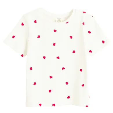 Cool Club, T-shirt dziewczęcy, prążkowany, biały