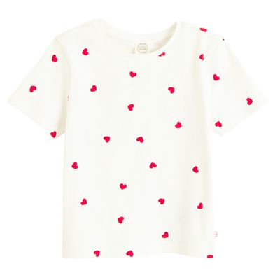 Cool Club, T-shirt dziewczęcy, prążkowany, biały