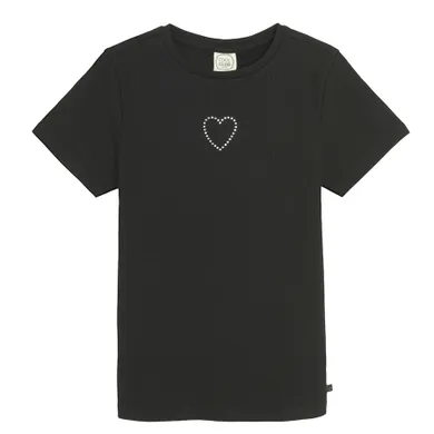 Cool Club, T-shirt dziewczęcy, prążkowany, czarny