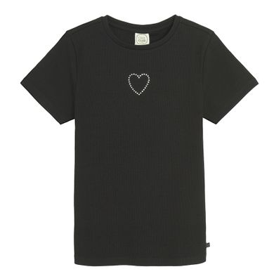 Cool Club, T-shirt dziewczęcy, prążkowany, czarny