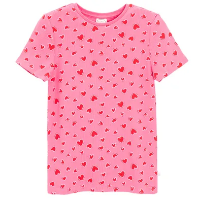 Cool Club, T-shirt dziewczęcy, prążkowany, różowy