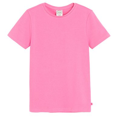 Cool Club, T-shirt dziewczęcy, prążkowany, różowy