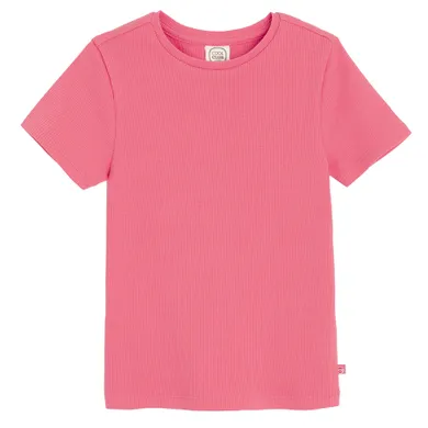 Cool Club, T-shirt dziewczęcy, prążkowany, różowy