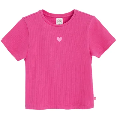 Cool Club, T-shirt dziewczęcy, prążkowany, różowy