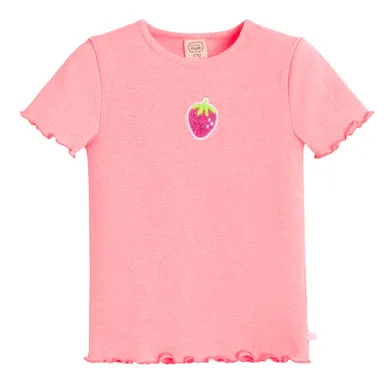 Cool Club, T-shirt dziewczęcy, prążkowany, różowy