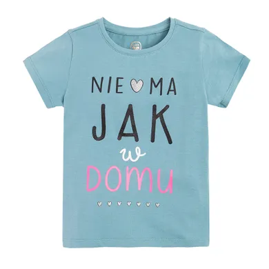 Cool Club, T-shirt dziewczęcy, turkusowy, Nie ma jak w domu