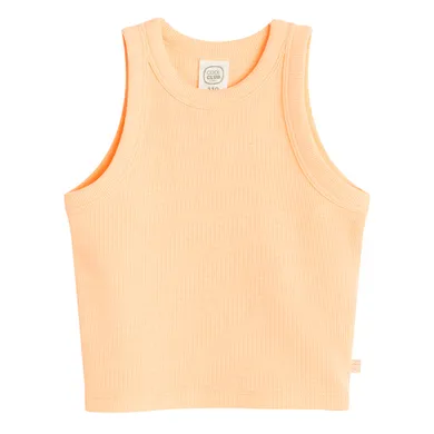 Cool Club, Top dziewczęcy bez rękawów, prążkowany, pomarańczowy fluo