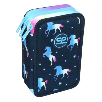 CoolPack, Jumper 3, piórnik rozkładany, potrójny, z wyposażeniem, Blue Unicorn