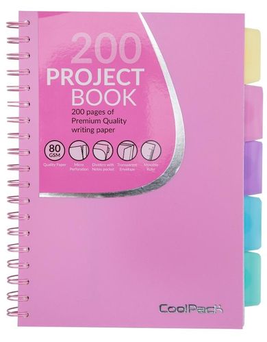 Coolpack, kołozeszyt B5, 200 kartek, kratka, pastel powder pink, 1 szt