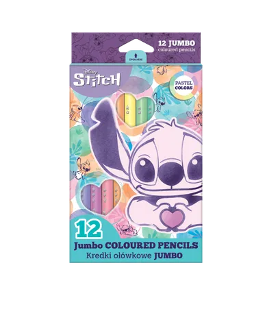 CoolPack, Lilo i Stitch, kredki ołówkowe trójkątne jumbo, 12 kolorów