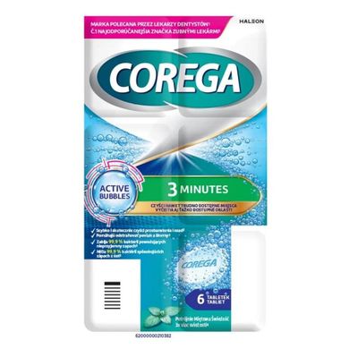 Corega, Tabs 3, minutowa tabletka czyszcząca do protez zębowych, 6 szt.