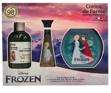 Corine De Farme, Frozen, zestaw prezentowy: woda toaletowa, 30 ml + żel pieniący 3w1, 300 ml + pudełko na przekąski