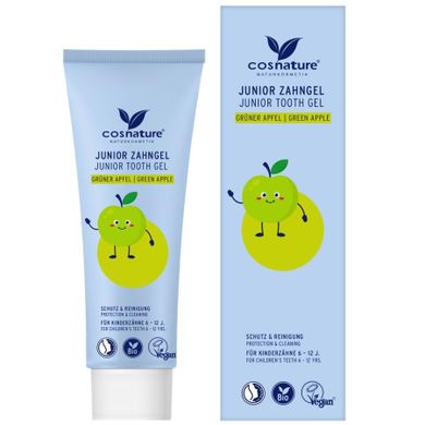 Cosnature, Junior Tooth Gel, żel do zębów dla dzieci, zielone jabłko, 75 ml