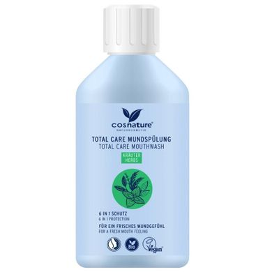Cosnature, Total Care Mouthwash, płyn do płukania ust 6w1, ziołowy z fluorem, 300 ml