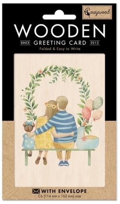 Cozywood, karnet drewniany C6 + koperta Rodzina