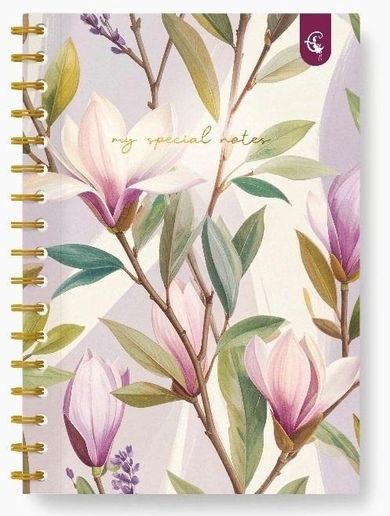 Cozywood, kołonotatnik ozdobny, B5, 160 kartek, kratka, Magnolia