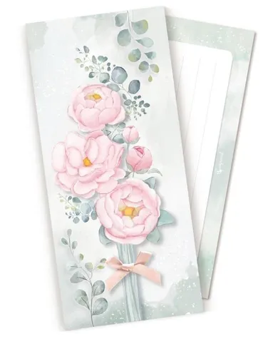 Cozywood, koperta upominkowa, Pop-Up, Różowe piwonie