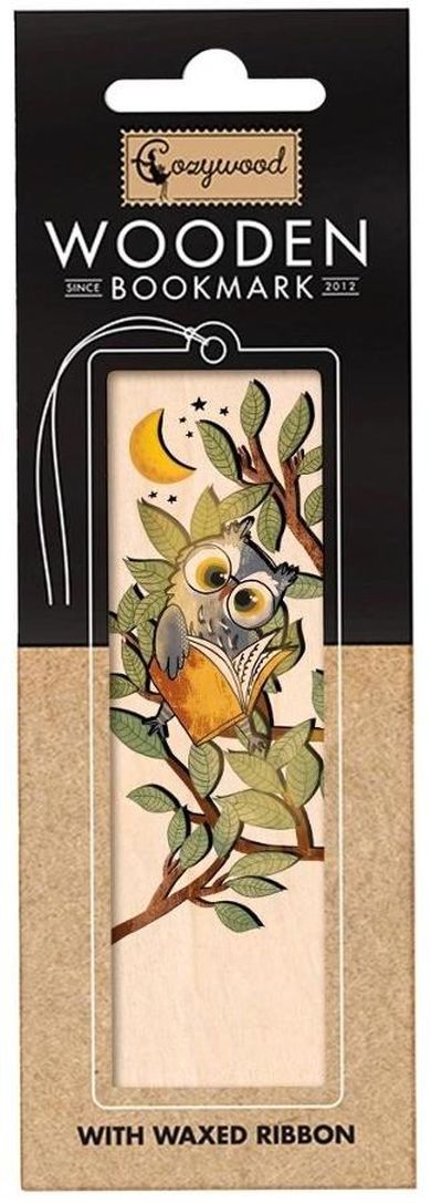 Cozywood, zakładka do książek drewniana, Czytająca sowa