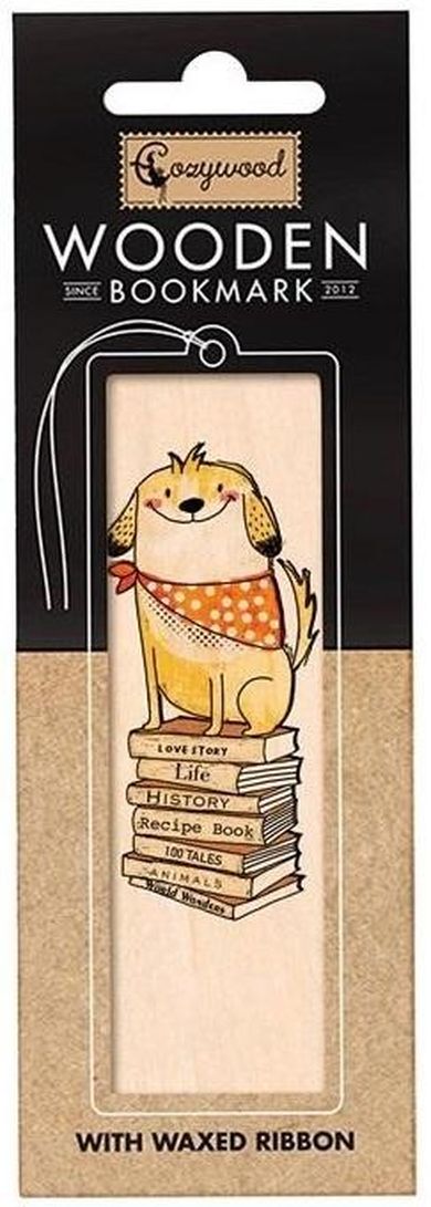Cozywood, zakładka do książek drewniana, Pies na książkach