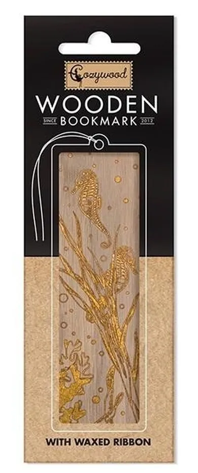 Cozywood, zakładka do książek drewniana, złota Koniki morskie