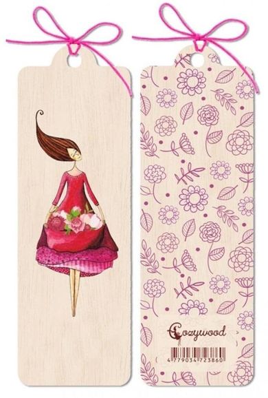 Cozywood, zakładka drewniana, Kobieta z kwiatami