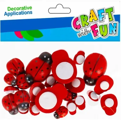 Craft With Fun, biedronki drewniane, 24 szt.