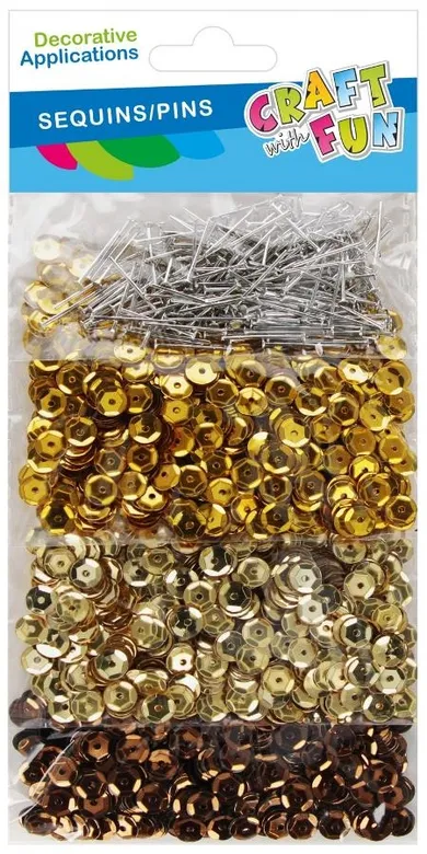 Craft With Fun, cekiny metaliczne, mix, 3 szt.