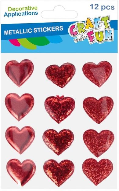 Craft With Fun, naklejki metalizowane, Serca
