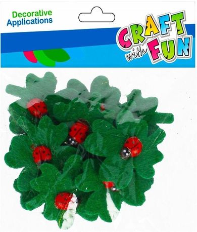 Craft With Fun, ozdoba dekoracyjna, filcowa, samoprzylepna, liść z biedronką