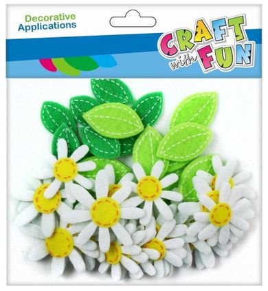 Craft With Fun, ozdoba dekoracyjna, filcowa stokrotka, samoprzylepna