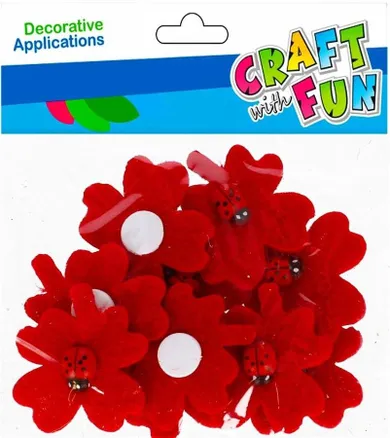 Craft With Fun, ozdoba filcowa samoprzylepna, biedronka, 12 szt.