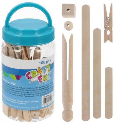 Craft With Fun, patyczki drewniane w tubaie, 100 szt.