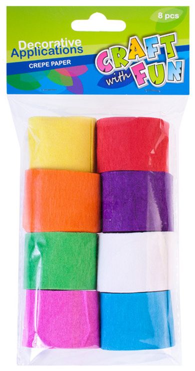 Craft With Fun, rolki bibuły, ozdoba dekoracyjna, mix kolorów, 8 szt.