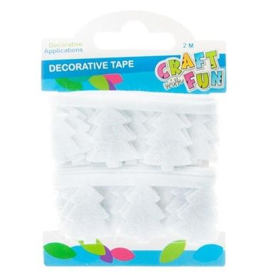 Craft With Fun, taśma dekoracyjna filcowa, biała, choinka, 2m