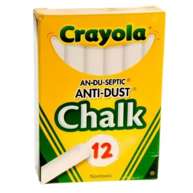 Crayola, kreda biała, anti-dust, 12 szt.