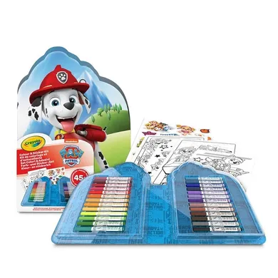 Crayola, Psi Patrol, zestaw artystyczny z kolorowankami, naklejkami i flamastrami, 47 elementów